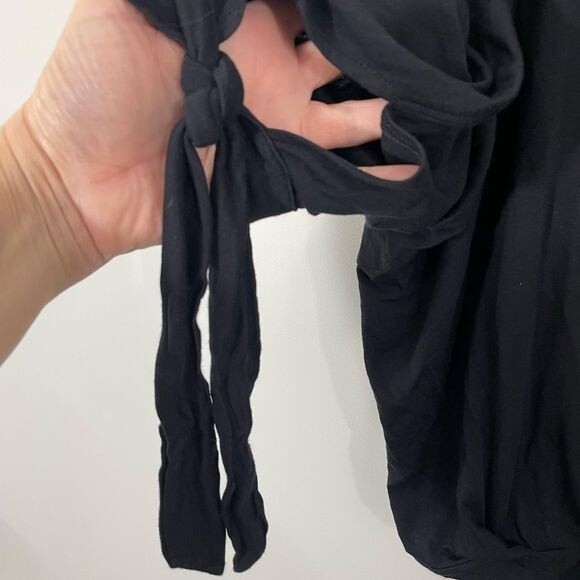 Free People Women's Keepin' On Twist Front Button Tie Sleeve Top Black Size XS - Picture 6 of 11